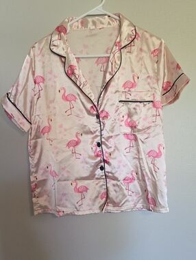 Women's Pink Flamingo Satin Pajama Set
